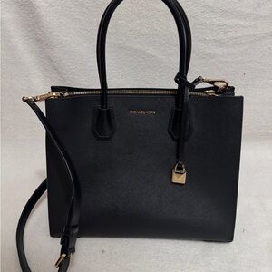 Michael Kors Black Satchel with Gold Accents